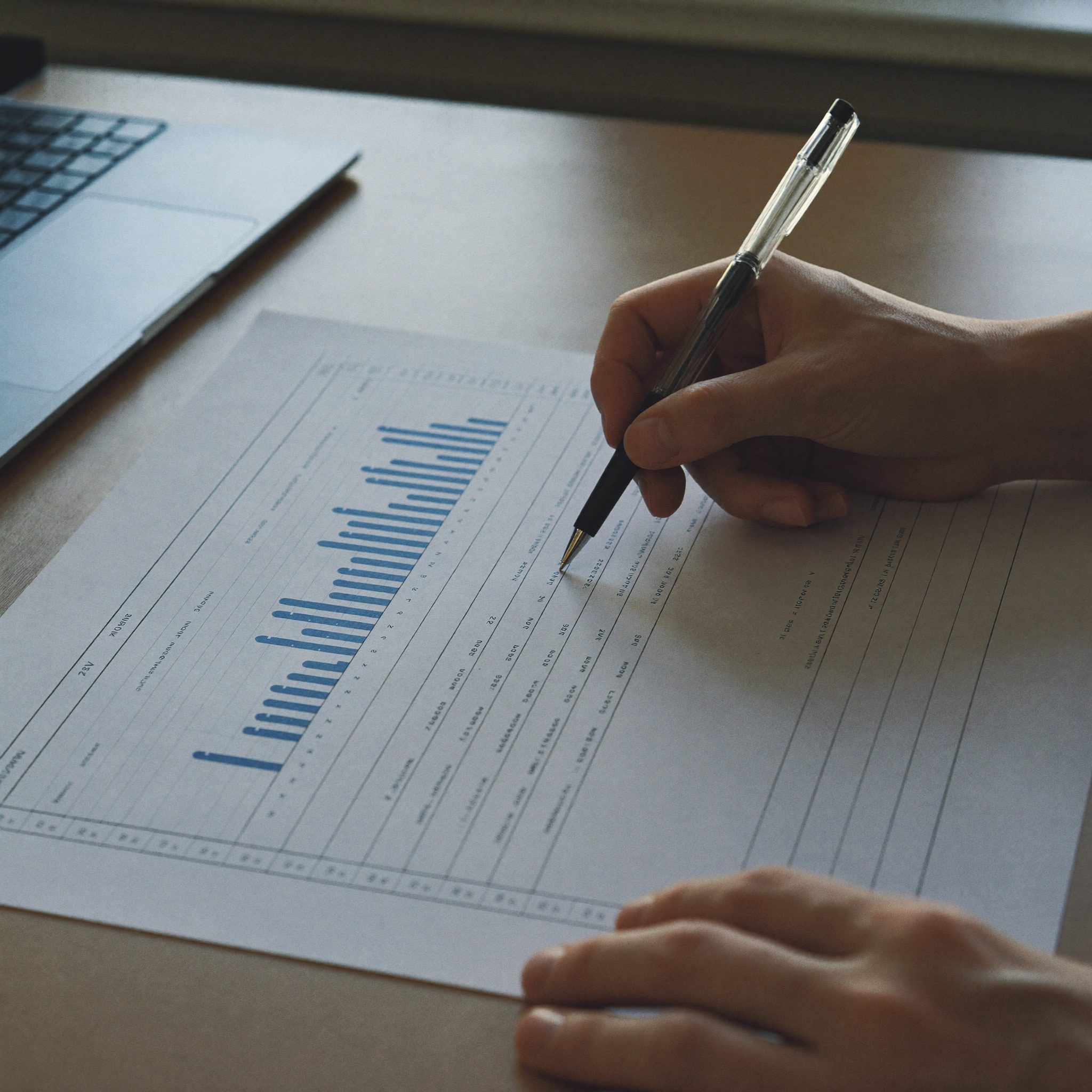 Advisor reviewing Regulation 28 compliance documents at a desk